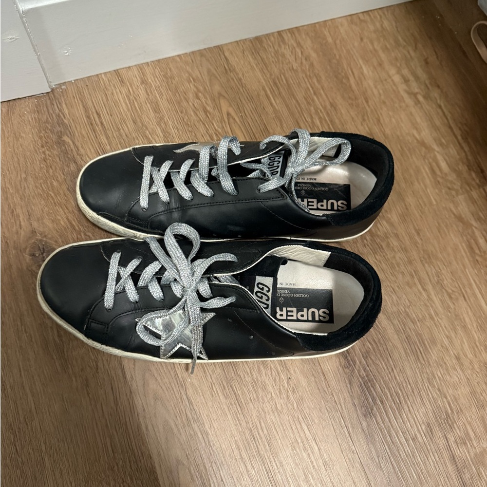 Golden Goose Black Sneakers with Silver Accents